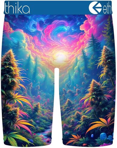 Ethika Men’s Boxer Brief, Knee Length, 4-Way Stretch Performance Underwear with Graphic Prints - Indica Dreams in Saudi Arabia
