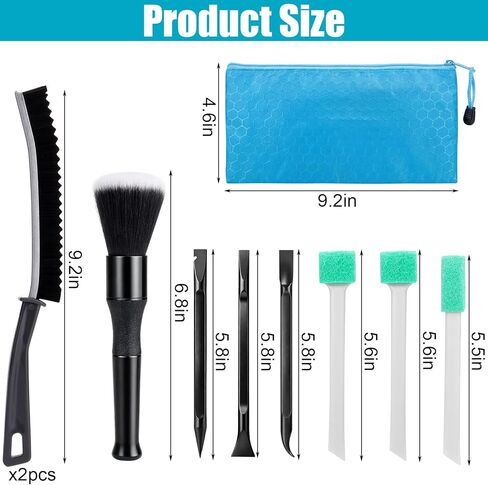 XANGNIER مجموعة أدوات تفصيل السيارة الداخلية، أداة تنظيف السيارة الداخلية، مجموعة أدوات تنظيف السيارة، تفاصيل العناية بالسيارة ومستلزمات التنظيف، مناسبة للسيارات، سيارات الدفع الرباعي، الشاحنات، السيدان، لوحة القيادة، لوحة، 10 قطع من الأدوات in Kuwait