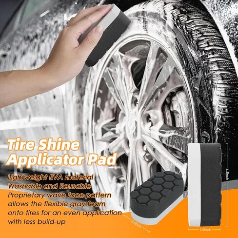 6 قطع من فرش حافة السيارة لتنظيف العجلات، مجموعة فرش تنظيف تفاصيل السيارة، فرشاة حافة ذات شعيرات خشنة مع وسادة وضع ملمع الإطارات للسيارات ذات الدفع الرباعي وعجلات الشاحنات RVs in Kuwait
