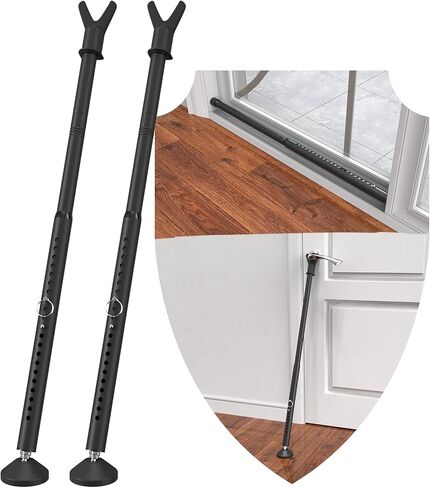 قضيب أمان لسدادات الأبواب، شريط أمان للباب المنزلق 3 في 1 من الداخل، عصا أمان للباب الأمامي والنافذة قابلة للتعديل للسلامة المنزلية، واقي قفل تشويش الباب، أسود in Kuwait