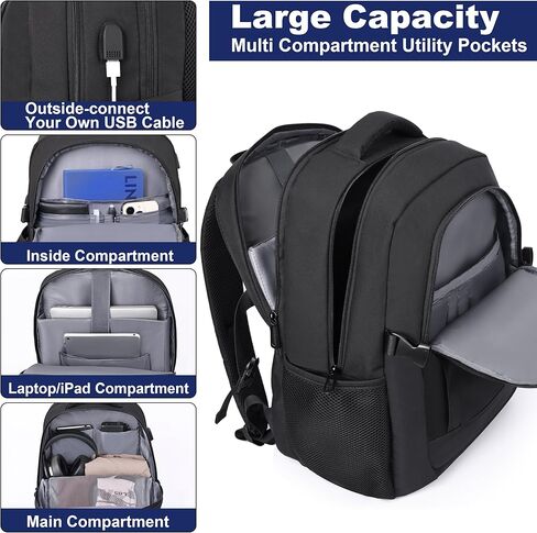 Laptop Backpack 17 Inch Large Computer Bag for Men with USB Charger Port 18x14x8 Flight Approved Personal Item Travel Laptop Backpacks in Kuwait