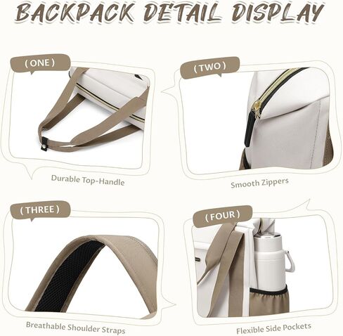 Laptop Backpack for Women,Adjustable Tote Work Business Backpack,TravelPersonal Carry On Bag,17.3Inch,WChampagne in Saudi Arabia