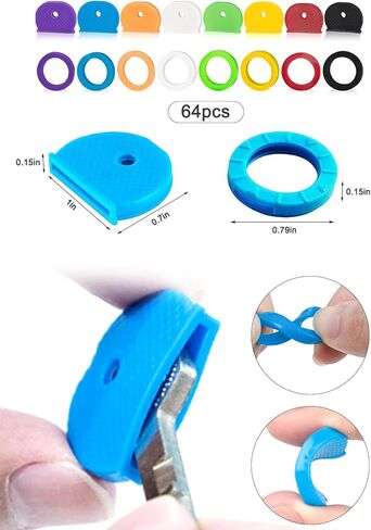 Generic 64 Pack Multicolor Rubber Key Caps: 2-Style Semicircular & Round, Easy Identification & Organization in Saudi Arabia