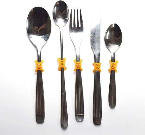 Premium Gluten-Free Kitchenware Labels - 6-Pack of Flexible, Dishwasher-Safe Orange Silicone Tags for Utensils (Knives, Forks, and Spoons) - Ideal for Celiac and Gluten Intolerant Individuals in Saudi Arabia