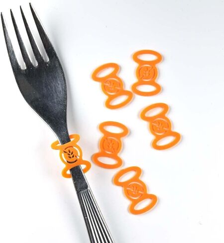 Premium Gluten-Free Kitchenware Labels - 6-Pack of Flexible, Dishwasher-Safe Orange Silicone Tags for Utensils (Knives, Forks, and Spoons) - Ideal for Celiac and Gluten Intolerant Individuals in Saudi Arabia