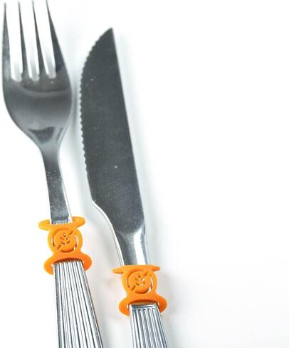 Premium Gluten-Free Kitchenware Labels - 6-Pack of Flexible, Dishwasher-Safe Orange Silicone Tags for Utensils (Knives, Forks, and Spoons) - Ideal for Celiac and Gluten Intolerant Individuals in Saudi Arabia