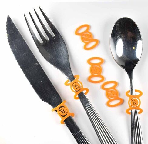 Premium Gluten-Free Kitchenware Labels - 6-Pack of Flexible, Dishwasher-Safe Orange Silicone Tags for Utensils (Knives, Forks, and Spoons) - Ideal for Celiac and Gluten Intolerant Individuals in Saudi Arabia