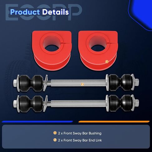 ECCPP - 4 قطع من وصلة نهاية قضيب Sway Bar Bushing - متوافق مع 1999-2006 لـ GMC Sierra 1500 2001-2003 2005-2006 لـ GMC Sierra 1500 HD - K6439 K80631 مجموعة التعليق in Saudi Arabia