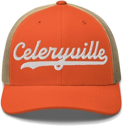Celeryville Hat Celeryville Trucker Hat Baseball Script Embroidered Cap Vintage Sports Mesh Swoosh Gift Souvenir Headwear OH in Saudi Arabia