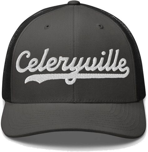 Celeryville Hat Celeryville Trucker Hat Baseball Script Embroidered Cap Vintage Sports Mesh Swoosh Gift Souvenir Headwear OH in Saudi Arabia