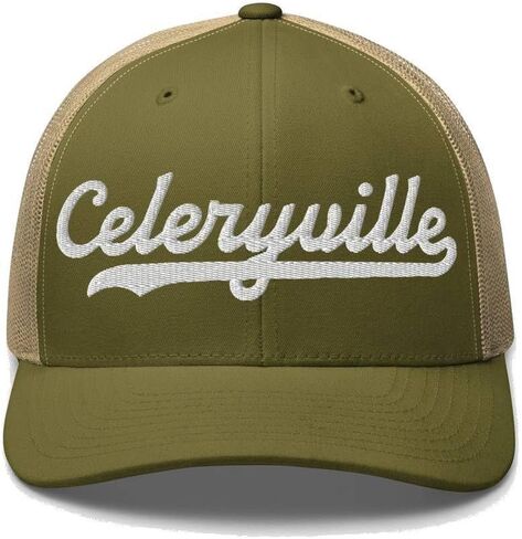Celeryville Hat Celeryville Trucker Hat Baseball Script Embroidered Cap Vintage Sports Mesh Swoosh Gift Souvenir Headwear OH in Saudi Arabia