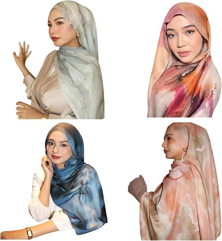 Chiffons Hijab Scarf Women Printed Muslims Headscarf Shawl Lightweight Fashion Middle East Headwrap Shawls Head Shawl in Saudi Arabia