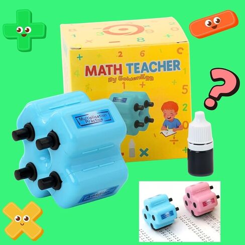 ختم دوار للرياضيات 4 في 1 من Math Teacher، بالإضافة إلى الطرح والضرب وملء الفراغات، أداة تدريب للأطفال والفصول الدراسية والاستخدام المنزلي (وردي) in Saudi Arabia
