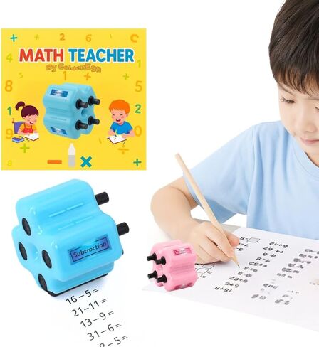 ختم دوار للرياضيات 4 في 1 من Math Teacher، بالإضافة إلى الطرح والضرب وملء الفراغات، أداة تدريب للأطفال والفصول الدراسية والاستخدام المنزلي (وردي) in Saudi Arabia
