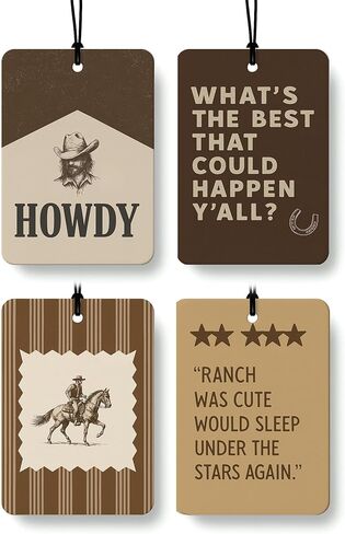 Boho Western Car Air Freshener 4 Pcs Coconut Scented, Howdy Horseshoe Cactus Rodeo Cowboy Car Accessories Mirror Decor for Women, Western Hanging Air Freshener for Cars Closet Drawer Books in Saudi Arabia