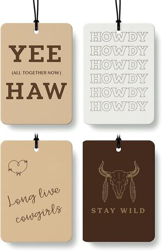 Boho Western Car Air Freshener 4 Pcs Coconut Scented, Howdy Horseshoe Cactus Rodeo Cowboy Car Accessories Mirror Decor for Women, Western Hanging Air Freshener for Cars Closet Drawer Books in Saudi Arabia