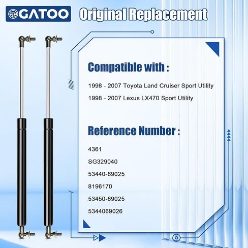Front Hood Struts Lift Supports Gas Shock Strut Spring Compatible with Toyota Land Cruiser Lexus LX470 1998 1999 2000 2001 2002 2003 2004 2005 2006 2007 Sport Utility 4.7L, Replace 4361,SG329040 in Saudi Arabia
