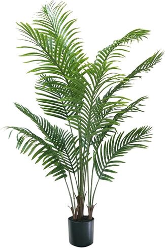 شجرة نخيل صناعية بطول 5 أقدام - شجرة نخيل وهمية طويلة في الداخل، نباتات استوائية صناعية مقاومة للأشعة فوق البنفسجية في الهواء الطلق، نبات كبير بوعاء للمنزل والمكتب وغرفة المعيشة وديكور الحديقة in Kuwait