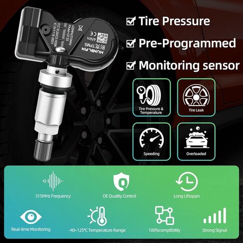 مستشعر TPMS 2025GM، 4 عبوات بديلة لمستشعر ضغط الإطارات لجنرال موتورز تشيفي جي إم سي كاديلاك بويك، 315 ميجا هرتز OE يستبدل # 13581558، 13598771، 13598772،13586335، in Kuwait