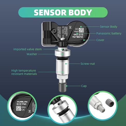 مستشعر TPMS 2025GM، 4 عبوات بديلة لمستشعر ضغط الإطارات لجنرال موتورز تشيفي جي إم سي كاديلاك بويك، 315 ميجا هرتز OE يستبدل # 13581558، 13598771، 13598772،13586335، in Kuwait