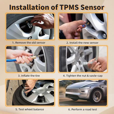مستشعر Bluetooth TPMS لطراز Tesla 3، الطراز Y، الطراز S، الطراز X 2020-2025، استبدال مستشعر مراقبة ضغط الإطارات OE # 1490701-00-B، 1490701-01-B، 1490701-01-C، 4 عبوات in Kuwait