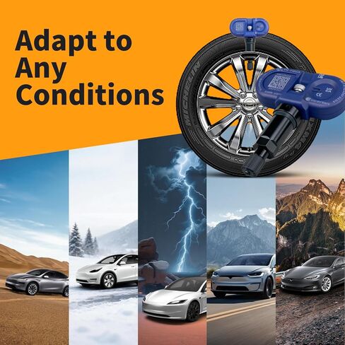 مستشعر Bluetooth TPMS لطراز Tesla 3، الطراز Y، الطراز S، الطراز X 2020-2025، استبدال مستشعر مراقبة ضغط الإطارات OE # 1490701-00-B، 1490701-01-B، 1490701-01-C، 4 عبوات in Kuwait