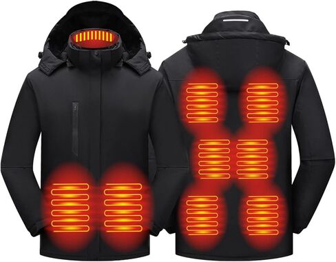 Mens Heated Jackets Detachable Hood, Washable Lightweight Zip Winter Jackets Coat, 3 Heating Levels & 9 Heating Zones in Saudi Arabia