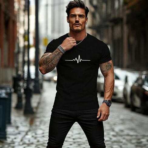 Men’s Graphic T-Shirt Short Sleeve Crew Neck Casual Summer Tee Trendy Fashion Print Streetwear Top in Saudi Arabia