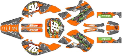 مجموعة رسومات لـ Kawasaki KLX 110 (2002-2009) Lunatic Series Red 21 Mil - مجموعة ملصقات رسومات السباق المخصصة للدراجة الترابية، بدون بلاستيك in Saudi Arabia