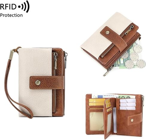 Women's Compact Trifold Wallet, RFID Blocking Short Wallet with Zipper Coin Pocket and Card Slots, Gift for Women. in Saudi Arabia