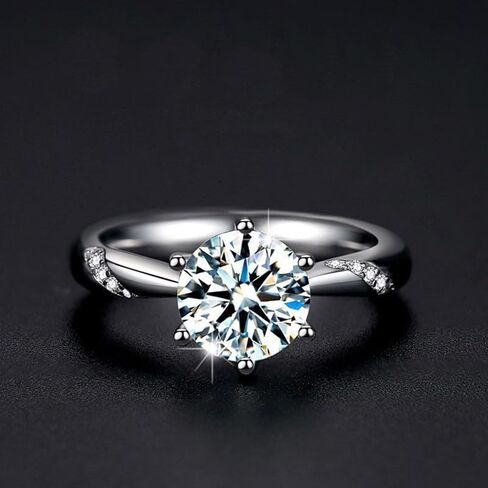 1 Carat Round Diamond Engagement Adjustable Ring for Women, 925 Silver Ideal Cut Sparkling Wedding Band & Anniversary Jewelry Gift in Saudi Arabia