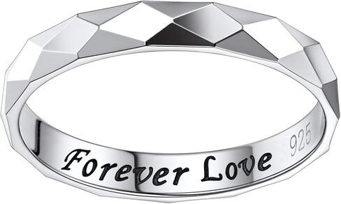 Savlano 925 Sterling Silver 3.5MM Forever Love Faceted Wedding Band Ring for Women. Comes in 5-10 Sizes with Gift Box - Made in Italy in Saudi Arabia
