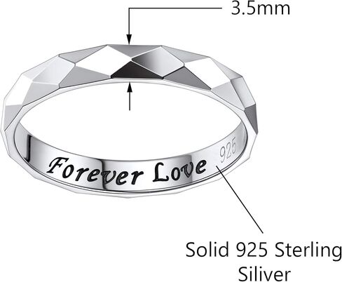 Savlano 925 Sterling Silver 3.5MM Forever Love Faceted Wedding Band Ring for Women. Comes in 5-10 Sizes with Gift Box - Made in Italy in Saudi Arabia