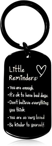 You Are Enough Keychain – Motivational Affirmation Gift for Women & Men, Positive Reminder for Car Keys, Bags or Backpacks (Black) in Saudi Arabia