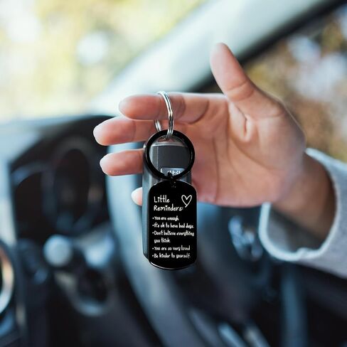 You Are Enough Keychain – Motivational Affirmation Gift for Women & Men, Positive Reminder for Car Keys, Bags or Backpacks (Black) in Saudi Arabia