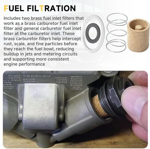 (2-set)162-500 Carburetor Fuel Inlet Filter Brass Filters With Springs & Rubber-Coated Steel Gaskets Compatible With Holley-Style 7/8"-20 Inlet Fittings 2300 4150 4160 4500 in Kuwait