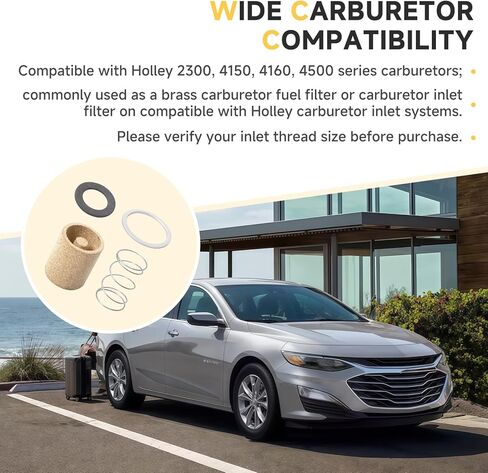 (2-set)162-500 Carburetor Fuel Inlet Filter Brass Filters With Springs & Rubber-Coated Steel Gaskets Compatible With Holley-Style 7/8"-20 Inlet Fittings 2300 4150 4160 4500 in Kuwait