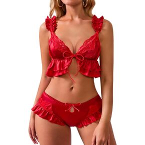 Kolagri إمرأة مثير الساتان الملابس الداخلية مجموعات الدانتيل القوس التعادل الجبهة البرازيلي واللباس الداخلي مجموعات 2 قطعة بيجامة من الحرير ملابس خاصة Pjs مجموعة in Kuwait
