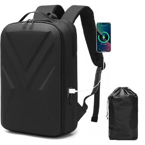 حقيبة ظهر للكمبيوتر المحمول بهيكل شبه صلب من مادة EVA للرجال - منفذ شحن USB-C، للاستخدام اليومي والتنقل والعمل والسفر (6637) in Kuwait