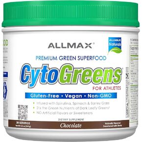 ALLMAX CYTOGREENS، شوكولاتة - 1.5 رطل - يدعم الأداء والتعافي والطاقة - مع سبيرولينا وكلوريلا والسبانخ وعشب الشعير والشاي الأخضر - 60 حصة in Kuwait