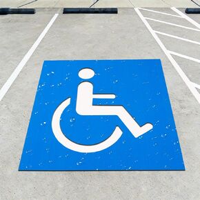 استنسل وقوف السيارات للمعاقين (مادة بلاستيكية)، استنسل للمعاقين قابل لإعادة الاستخدام لموقف السيارات، 99 سم ​​× 99 سم، مناسب لـ ADA، استنسل الكرسي المتحرك القابل للطي، متعدد الاستخدامات، (2500 لطلاء 6 مساحات) in Kuwait