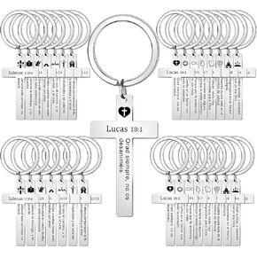30Pcs Spanish Christian Keychain Bulk Set Christian Cross Keychain Bible Verse Keychain Stainless Steel Religious Inspirational Gifts Catholic Religious Gifts Easter Church Employee Favors in Kuwait