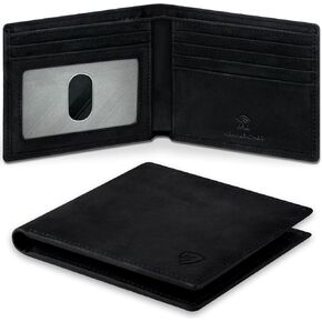 RUNBOX Genuine Leather Bifold Wallet for Men - RFID Blocking Slim Wallet with 9 Card Slots, 1 ID Window & Bill Compartment - Gift Box Packaging in Kuwait