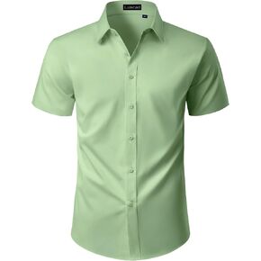 قمصان رجالي بأكمام قصيرة، قميص رسمي قابل للتمدد بأزرار سفلية، كاجوال للعمل والزفاف in Kuwait
