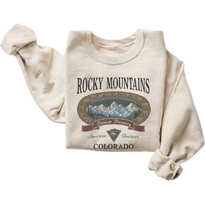 FITIN Unisex Rocky Mountains Colorado Sweatshirt – Vintage Outdoor Discovery Graphic Pullover Crewneck in Kuwait