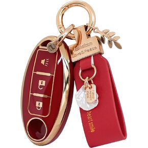 مناسب لغطاء Nissan Key Fob ذو 5 أزرار، حافظة مفاتيح ذكية لـ Altima Rogue Murano Pathfinder، أغطية مفاتيح مع سلسلة مفاتيح، ملحقات السيارة بلينغ (RC5 أخضر) in Kuwait