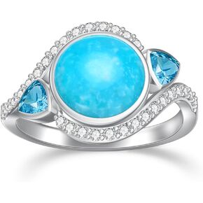 Turquoise Statement Ring 925 Sterling Silver Blue Turquoise Promise Ring for Women Gifts in Kuwait