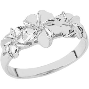 Exotic Sterling Silver Trio Hawaiian Plumeria Flower Ring in Saudi Arabia