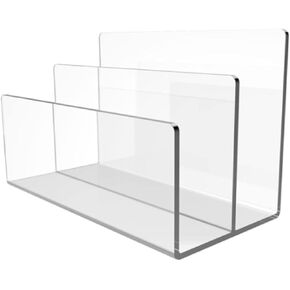 1 Pcs Acrylic Mile Sorter for Desk, 2 Upright Compartments Desk Mail Organizer, Acrylic Mail File Organizer Sorters for Envelope Paper Document, Clear Files Sorter for Office Home, Vertical in Kuwait