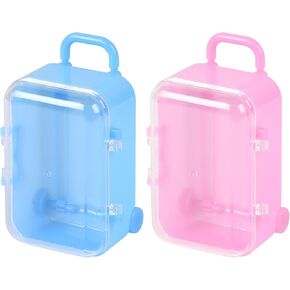 Mini Suitcase Boxes, Plastic Candy Small Reception Gift Travel Handbag Luggage Storage Box Case for Wedding Party Decoration, 1 Blue and 1 Pink, Pack of 2 in Kuwait